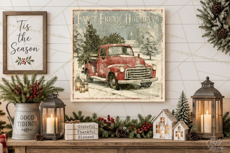 Snowy Farmhouse Winter Decor, Rustic Winter Signs PNG example image 1