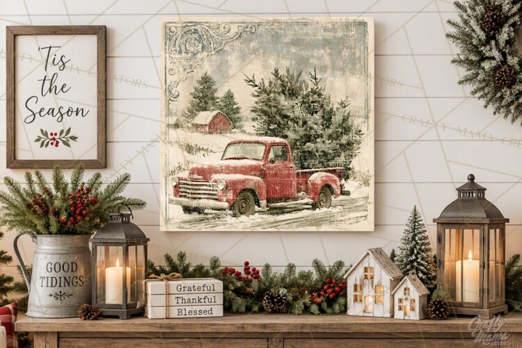 Snowy Farmhouse Winter Decor, Rustic Winter Signs PNG example image 1