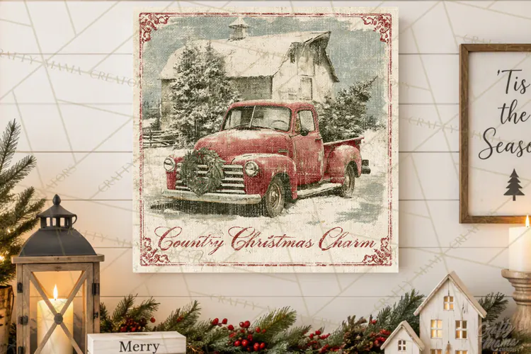 Snowy Farmhouse Winter Decor, Rustic Winter Signs PNG