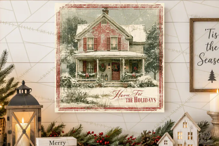 Snowy Farmhouse Winter Decor, Rustic Winter Signs PNG