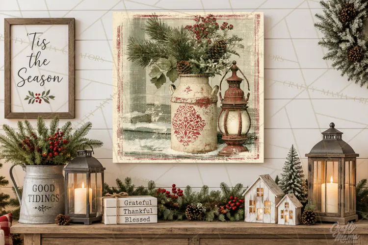 Snowy Farmhouse Winter Decor, Rustic Winter Signs PNG
