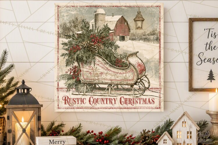 Snowy Farmhouse Winter Decor, Rustic Winter Signs PNG example image 1