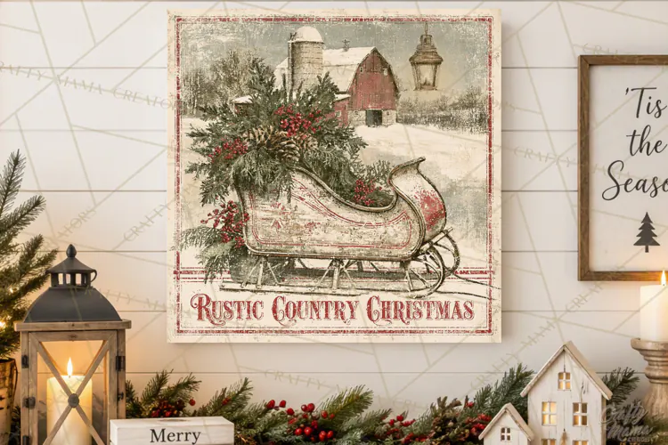 Snowy Farmhouse Winter Decor, Rustic Winter Signs PNG