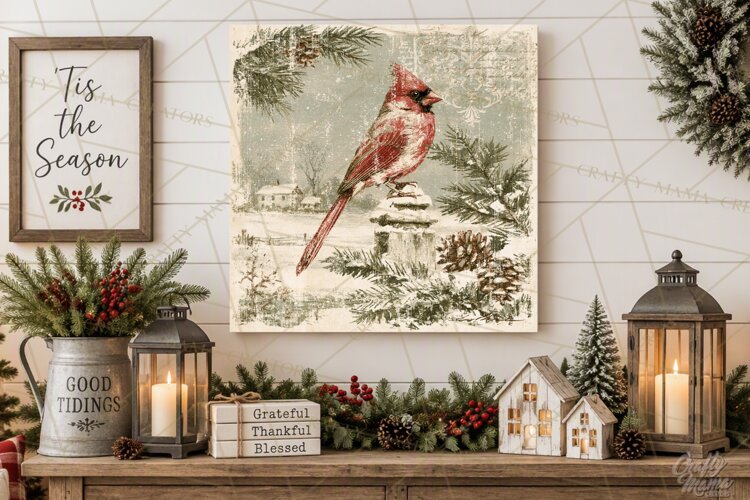 Snowy Farmhouse Winter Decor, Rustic Winter Signs PNG example image 1