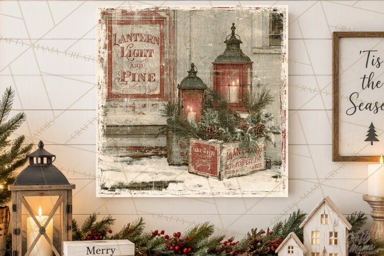 Snowy Farmhouse Winter Decor, Rustic Winter Signs PNG example image 1