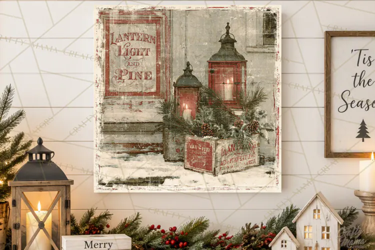 Snowy Farmhouse Winter Decor, Rustic Winter Signs PNG