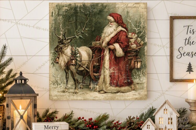 Vintage Santa Christmas Signs PNG, Nostalgic Winter Village example image 1