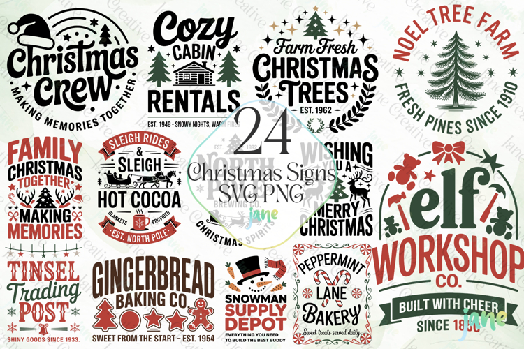 Christmas Signs SVG PNG Sublimation Bundle