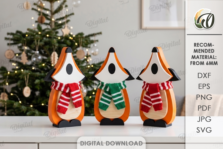 Christmas Singing Foxes Laser Cut. Standing Decor SVG