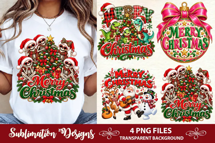 Christmas Skeleton Family PNG
