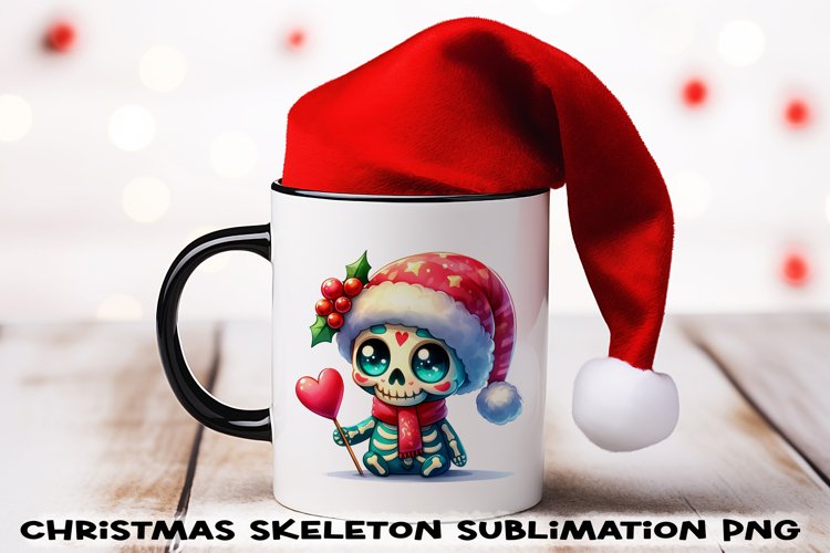Christmas skeleton Sublimation PNG.