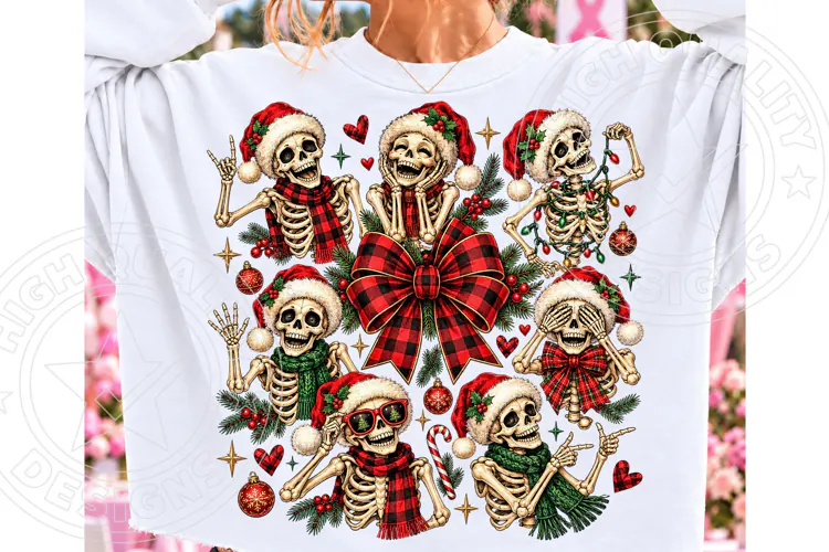 Christmas Skeleton Poses PNG