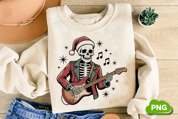 Christmas Skeleton Rockster PNG, Christmas Skeleton PNG