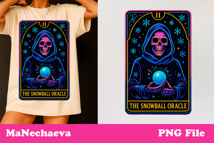 Christmas Skeleton Tarot Card | Neon Iridescent Sublimation
