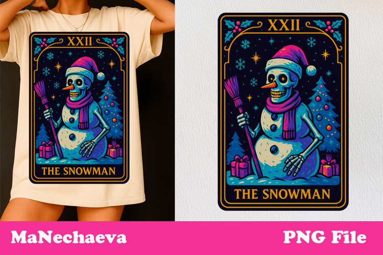 Christmas Skeleton Tarot Card | Neon Iridescent Sublimation