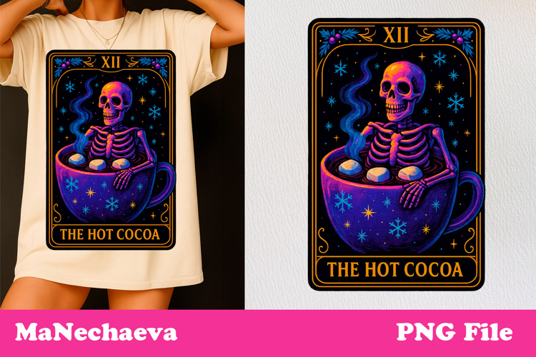 Christmas Skeleton Tarot Card | Neon Iridescent Sublimation