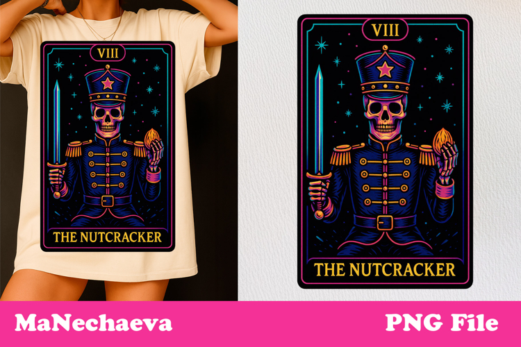 Christmas Skeleton Tarot Card | Neon Iridescent Sublimation