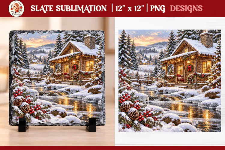 Christmas farm slate sublimation PNG