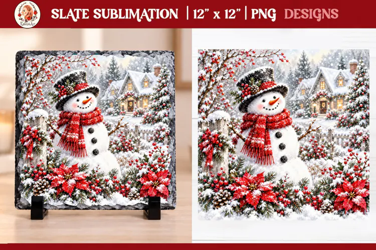Christmas snowman slate sublimation PNG designs