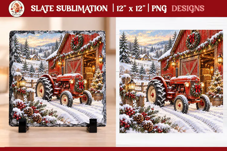 Christmas farm slate sublimation PNG