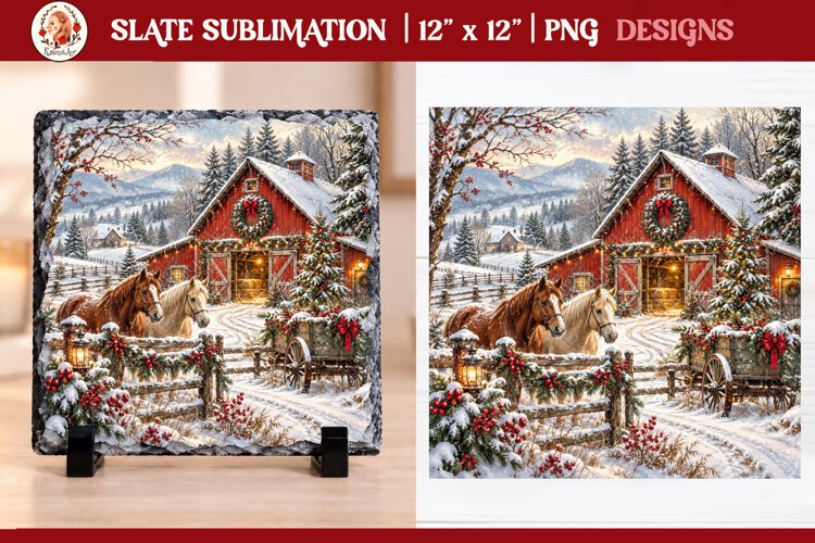 Christmas farm slate sublimation PNG example image 1