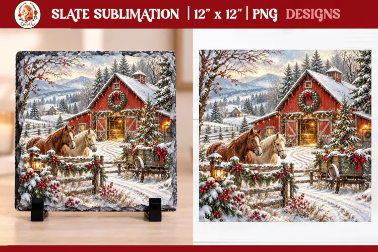 Christmas farm slate sublimation PNG