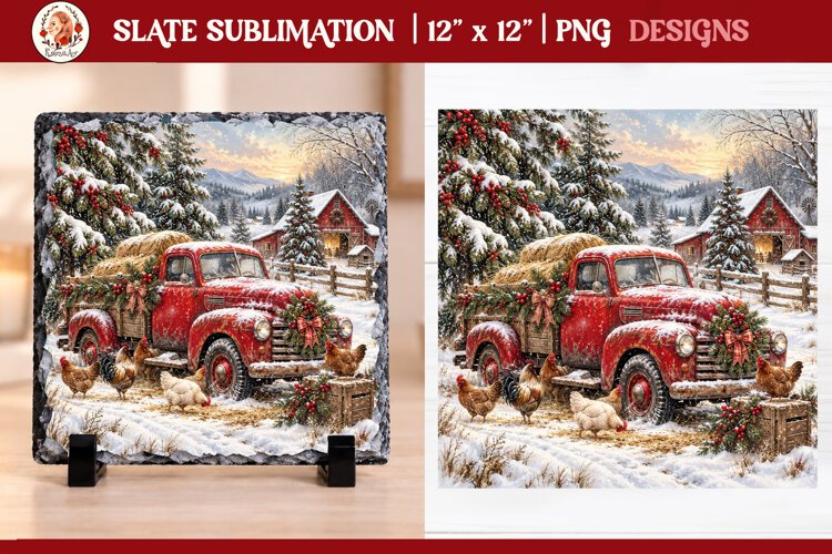 Christmas farm slate sublimation PNG example image 1