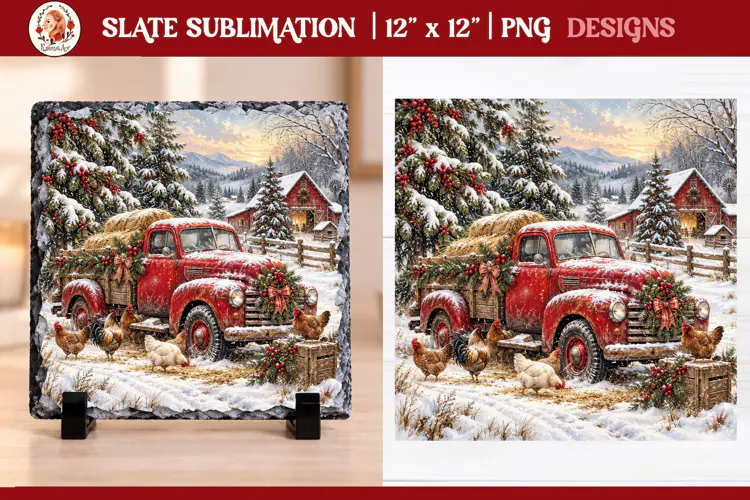 Christmas farm slate sublimation PNG