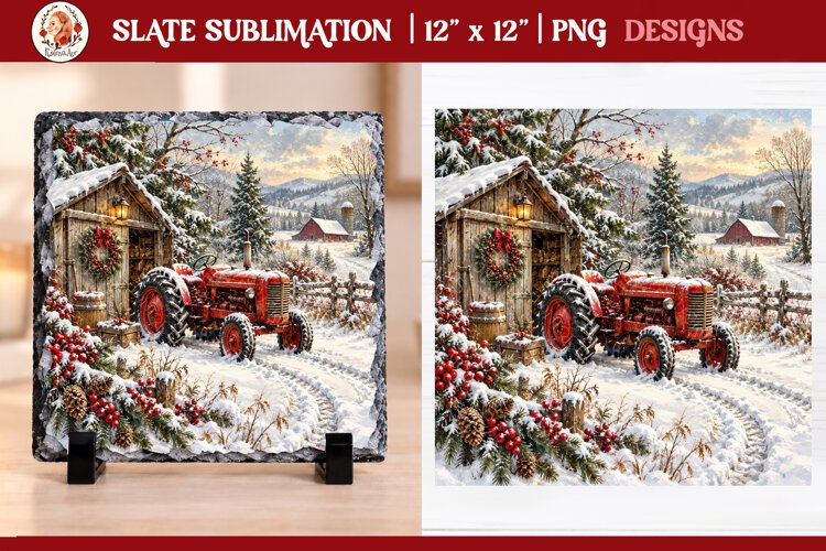 Christmas farm slate sublimation PNG example image 1
