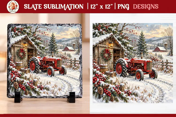 Christmas farm slate sublimation PNG