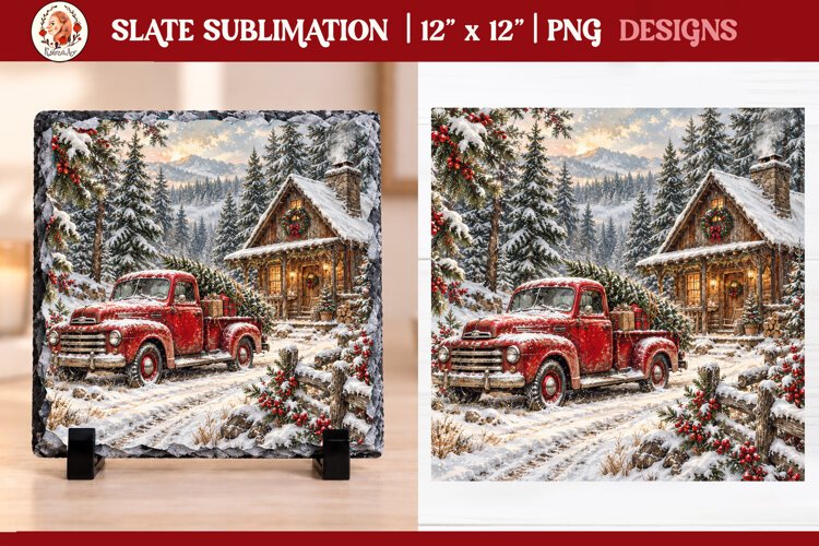 Christmas farm slate sublimation PNG example image 1