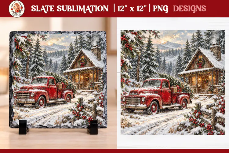 Christmas farm slate sublimation PNG