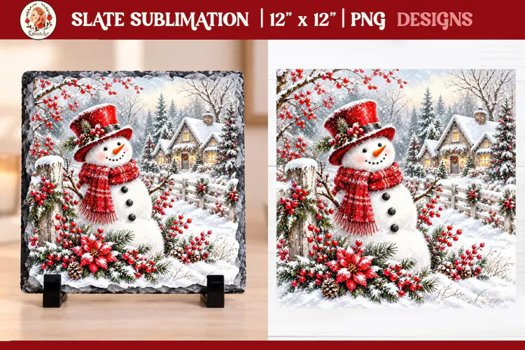 Christmas snowman slate sublimation PNG designs