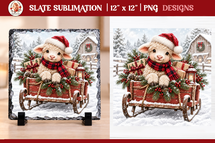 Rustic Vintage Christmas Farmhouse slate sublimation