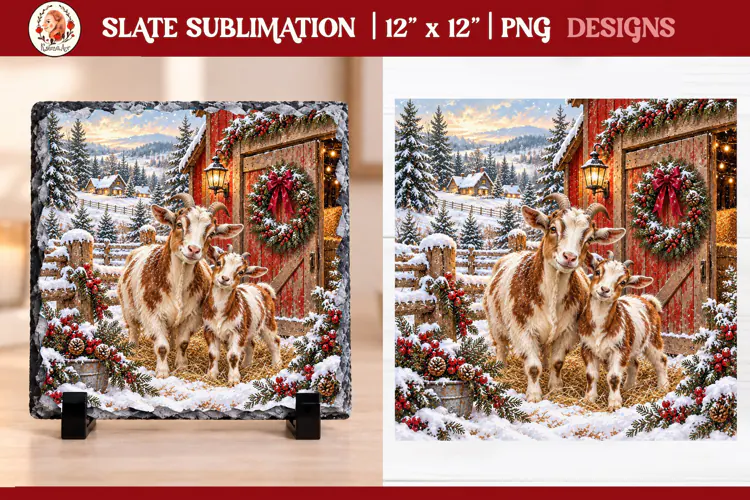 Christmas farm slate sublimation PNG