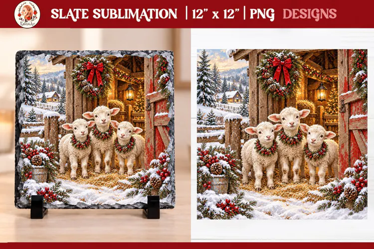 Christmas farm slate sublimation PNG