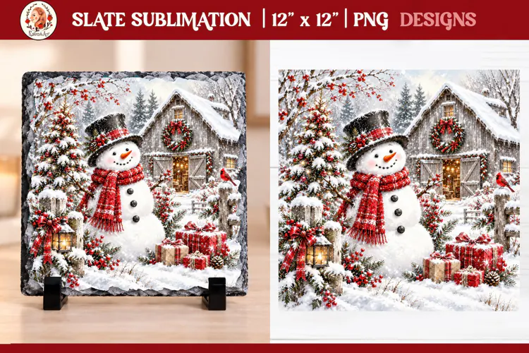 Christmas snowman slate sublimation PNG designs