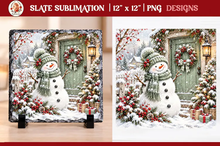 Christmas snowman slate sublimation PNG designs