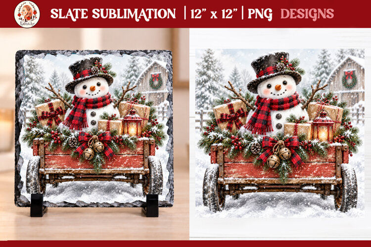 Rustic Vintage Christmas Farmhouse slate sublimation example image 1