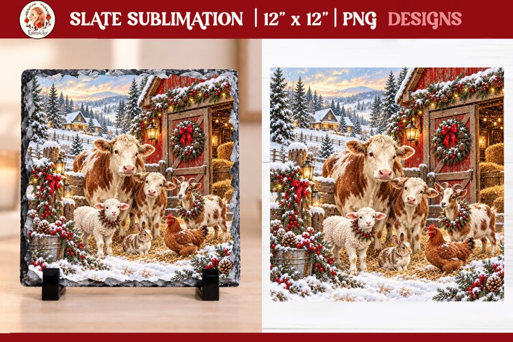 Christmas farm slate sublimation PNG example image 1
