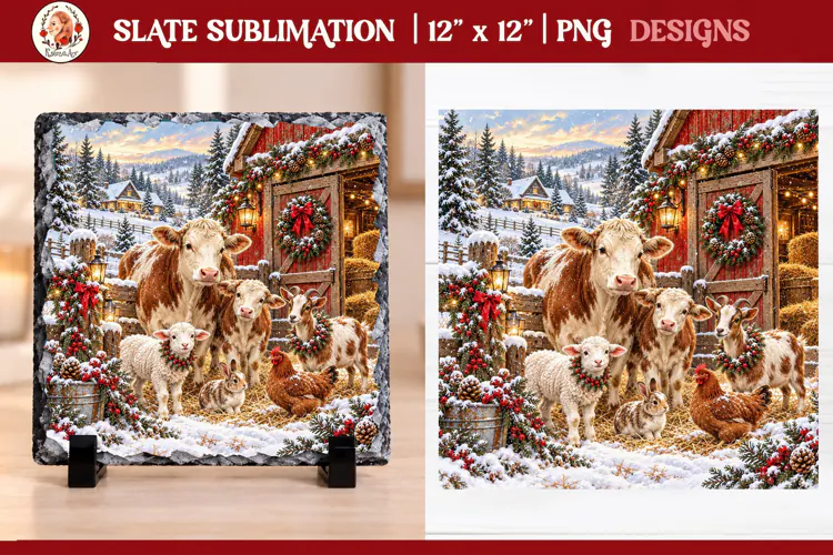 Christmas farm slate sublimation PNG