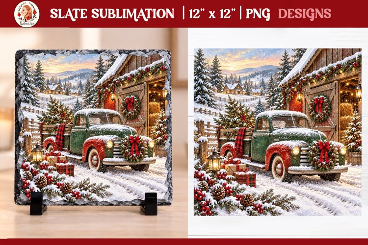 Christmas farm slate sublimation PNG example image 1