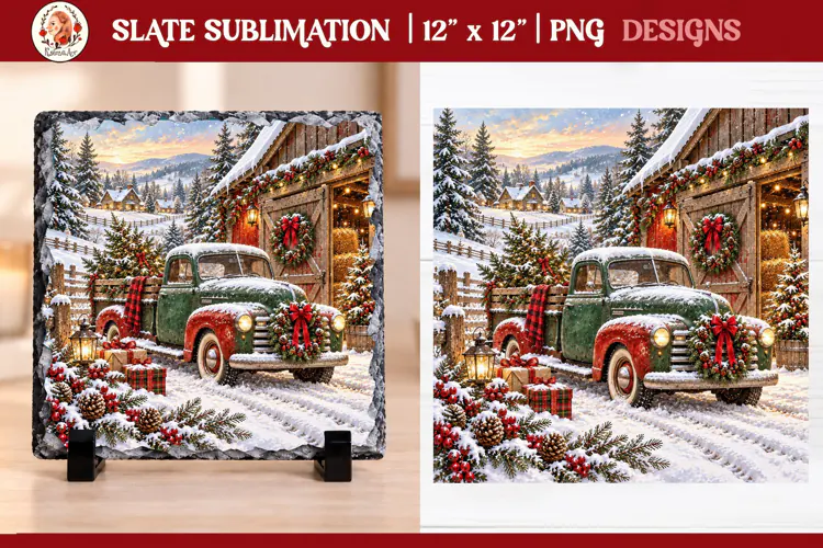 Christmas farm slate sublimation PNG