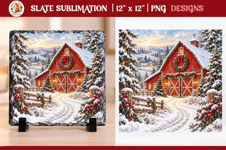 Christmas farm slate sublimation PNG