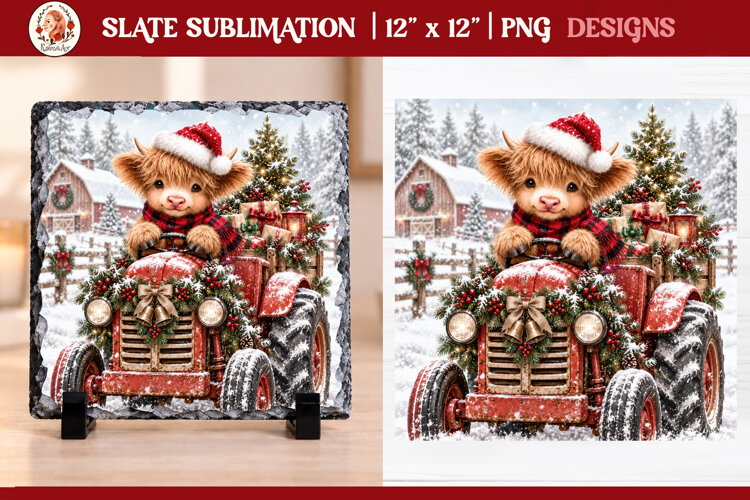 Rustic Vintage Christmas Farmhouse slate sublimation example image 1