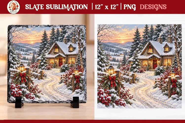 Christmas farm slate sublimation PNG