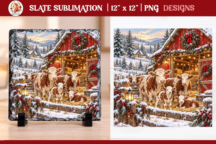 Christmas farm slate sublimation PNG example image 1