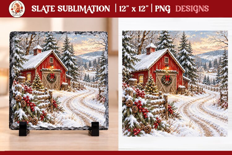 Christmas farm slate sublimation PNG example image 1