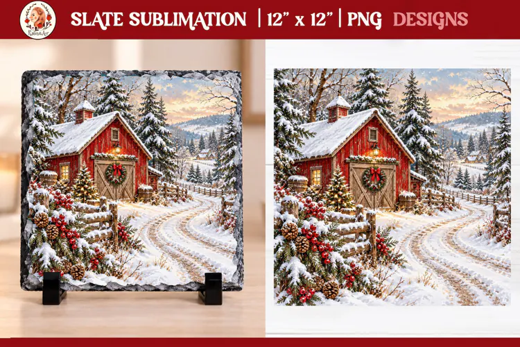 Christmas farm slate sublimation PNG