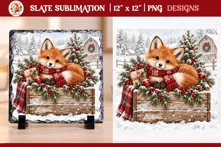 Rustic Vintage Christmas Farmhouse slate sublimation example image 1